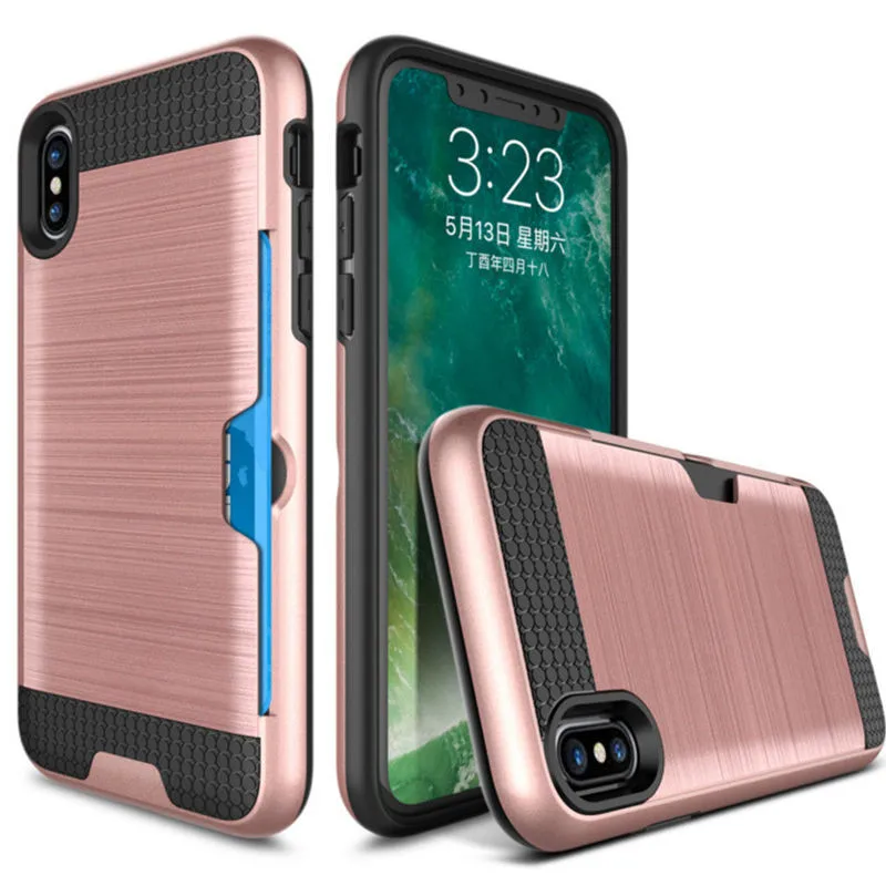 Противоударный Гибридный защитный чехол для iPhone 7, 6, 6 S, 8, 5, 5S, Plus, SE, кредитный держатель для карт, слот для iPhone X, XS, MAX, XR, 8, чехол для телефона