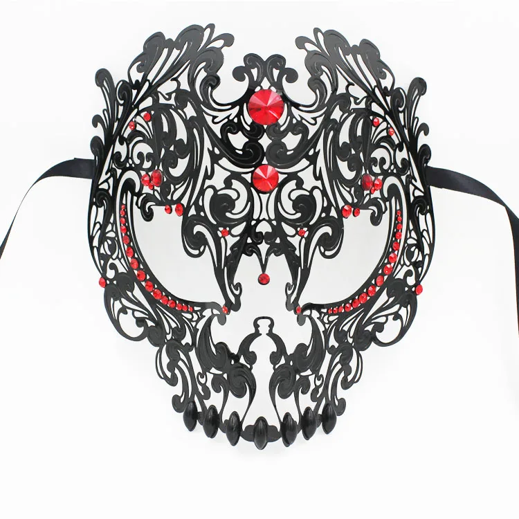 Черный фантомный красный Стразы Венецианская металлическая лазерная резка