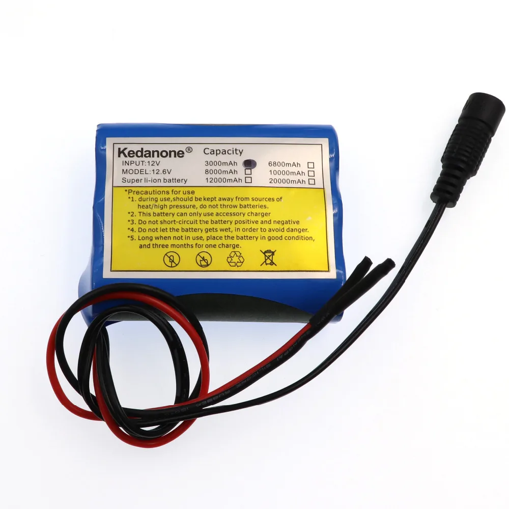 2018 Kedanone 12V3000 DC 12v 3000 mAh li-lon DC12V Super Bateria перезаряжаемая + зарядное устройство AC explos-prova