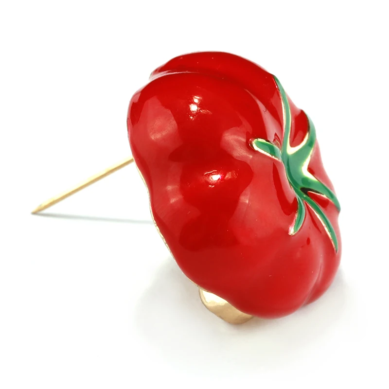 Lifefontier Alloy Enamel Red Tomato Crystal Brooch Brooches For Women Fashion Metal Animal Jewelry Accessories | Украшения и