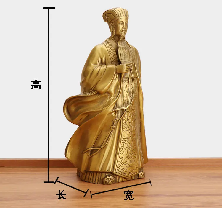 Zhuge Liang статуя из чистой меди ремесла фэн-шуй украшения Скульптура сна Grgon бронзовые украшения семьи, украшения офиса