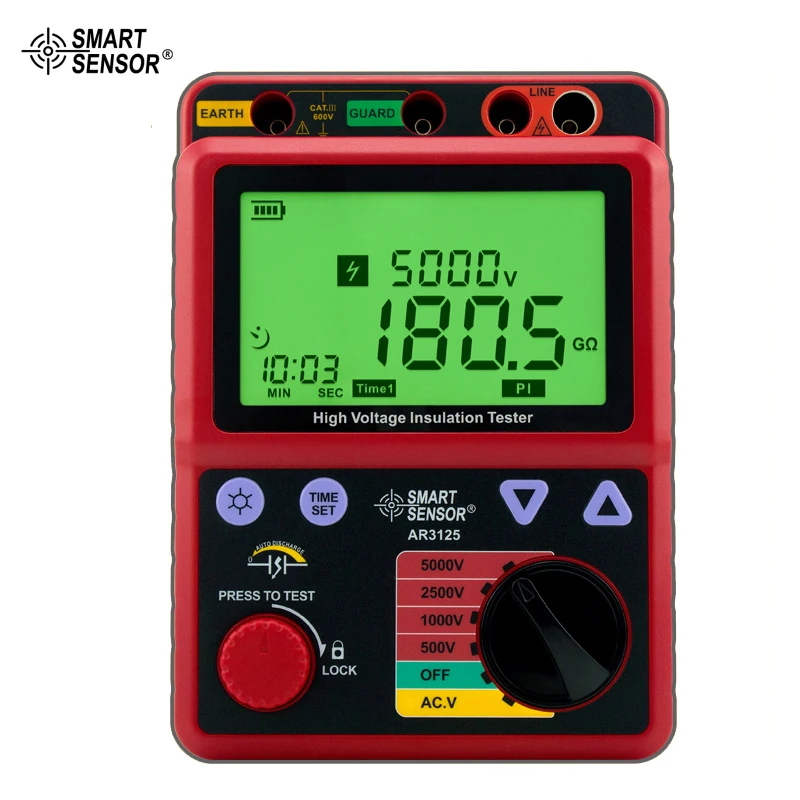 5000 В Мегаомметр высокое Напряжение Сопротивление изоляции тестер Smart Сенсор AR3125 |
