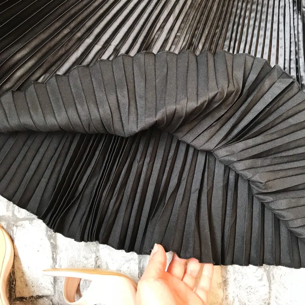 Женская модная атласная плиссированная юбка средней длины с высокой талией