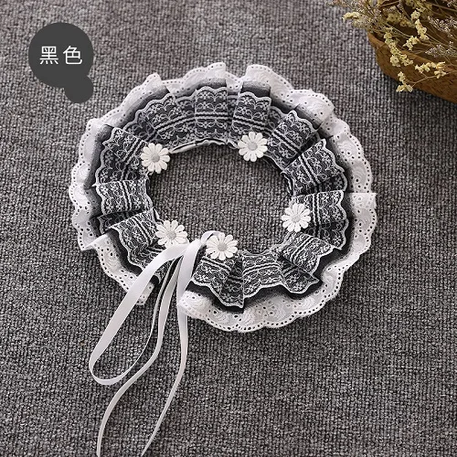 Flower black Ошейник для кошек японский стиль ветер собака для домашних животных маленькая собака с ошейник с кружевным бантом ошейник xs-xl товары для домашних животных - Цвет: Flower black