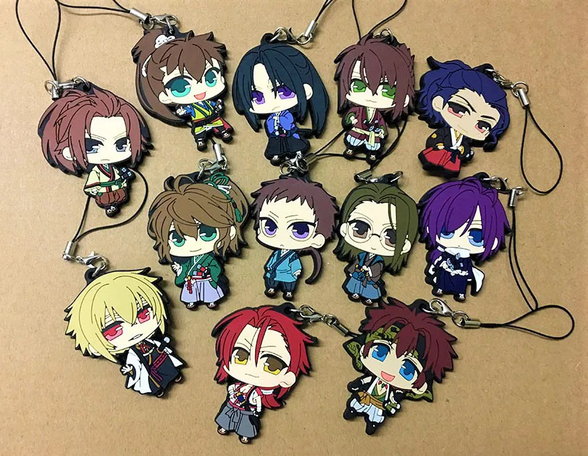 12 шт./лот случайная отправка Hakuouki BoYing ghost аниме брелок Yukimura Jiziru Hijikata Toshizo Okita резиновый ремешок для мобильного телефона
