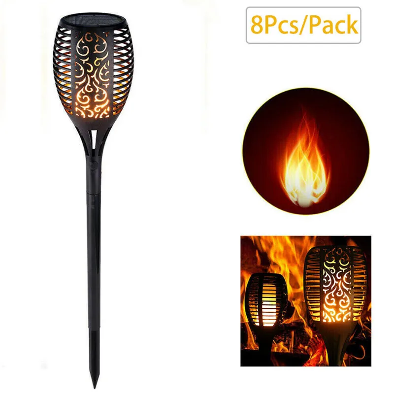 8PCS 1-20pcs 96LED Solar Torch Light Flickering Dancing Flame Garden Waterproof Lamp - Испускаемый цвет: 8PCS