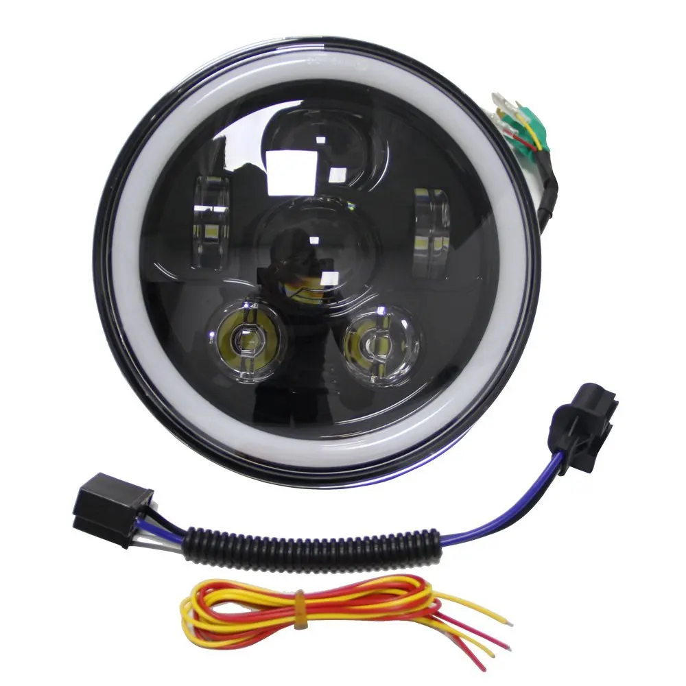 7 ''светодиодный фонарь H4 Hi/Lo луч с белым DRL Янтарный (желтый) поворотные