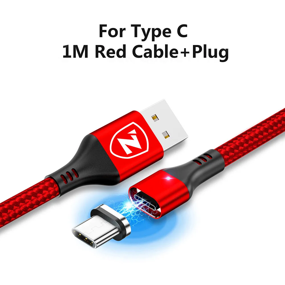 RedTypeC ZRSE Магнитный Micro Usb кабель для Iphone samsung 3A Быстрая зарядка данных провод шнур магнит Зарядное устройство Usb type C кабель для мобильного телефона - Цвет: RedTypeC