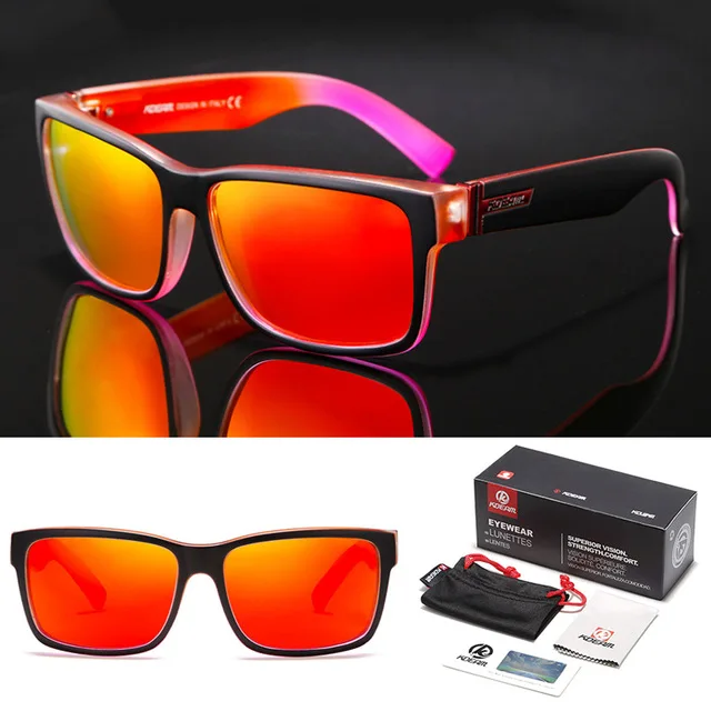 C2 Red Mirror KDEAM, спортивные мужские солнцезащитные очки, поляризационные, потрясающие цвета, спортивный стиль, квадратные солнцезащитные очки, Ультралегкая оправа, оттенки RX56 - Цвет линз: C2 Red Mirror