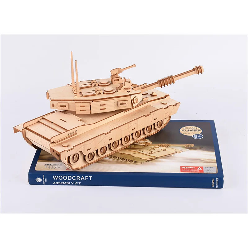 

3D DIY Wooden Puzzle Toy Military Series M1 Main Battle Tank Vehicle Model Set Creative Assembled Puzzle Toys Gifts For Children