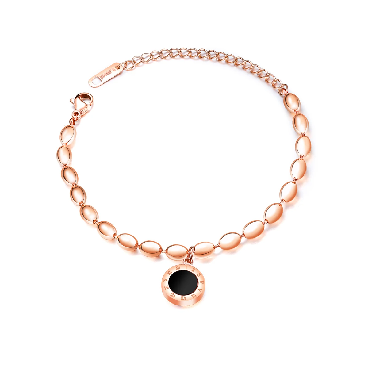 Для женщин Простой Элегантный Титан Сталь браслет цепочка с бусинами в римском