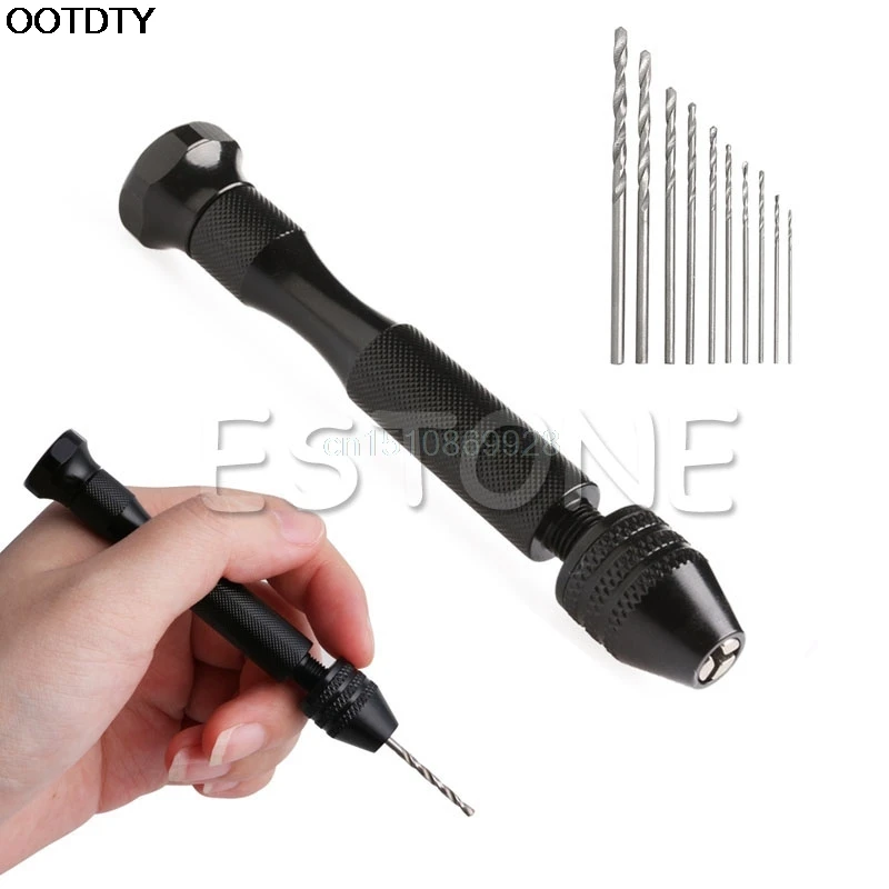 

Hand Drill Jewelry Craft Hand Manual Drill Chuck Mini Hand 10PCS Twist Drill Bit