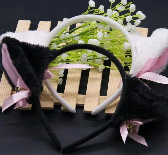 Повязка на голову с кошачьими и лисьими пушистыми дьявольскими ушками