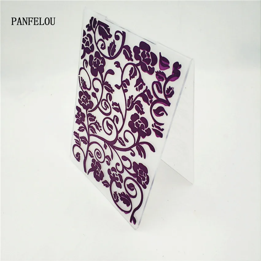 

PANFELOU Easter Flower vines card Embossing folders Plastic For Scrapbooking DIY Template Fondant Cake Photo Album Card Making