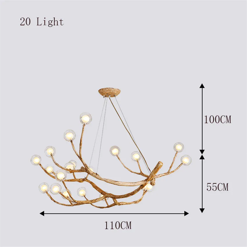 Tree branch chandelier Lighting Bar Restaurant Kitchen Dining room retro chandelier Industrial Loft Vintage Chandelier Lighting - Цвет абажура: 20 Lights