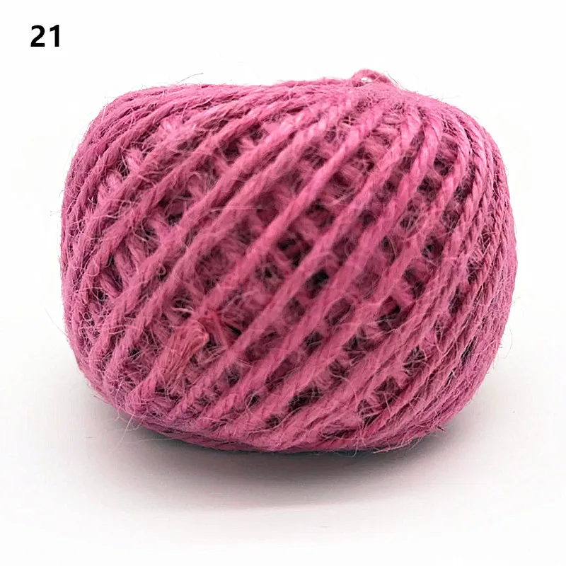 21 Pink Пеньковая веревка 50 м диаметр 2 мм многоцветная пеньковая веревка DIY аксессуары для рук в стиле ретро цветная подарочная упаковочная веревка - Цвет: 21 Pink