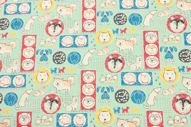 Оригинальный дизайн 3 вида цветов ручная работа Шиба ину собака хлопок лен ткань