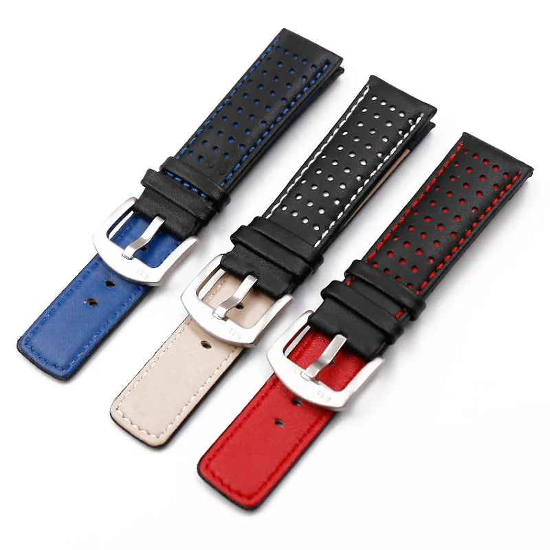 Leather strap men's watch accessories pin buckle 22mm24mm outdoor sports waterproof sweat-proof leather strap women watch band
