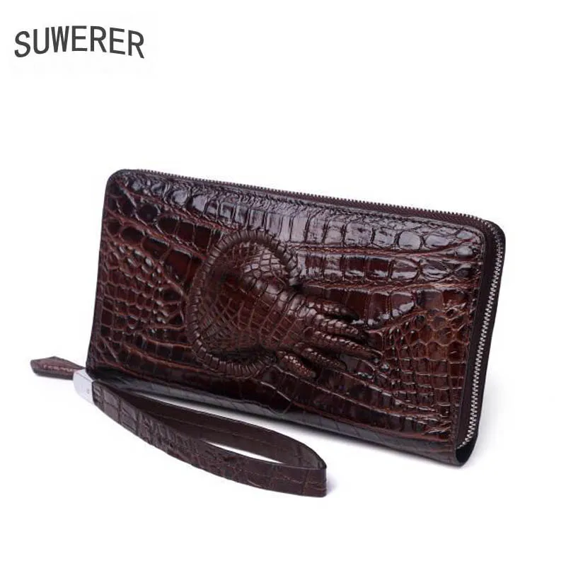 

SUWERER 2020 New men genuine leather bags famous brands Crocodile pattern fashion top cowhide tote bag men leather wallet