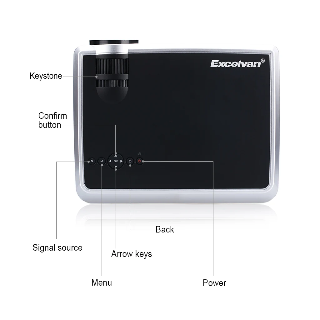 Excelvan светодиодный hd-проектор 2600 люмен 1080 P 33-02 кинотеатр ПК/ноутбук AV/VGA/HDMI/USB вход " TFT ЖК-дисплей проектор