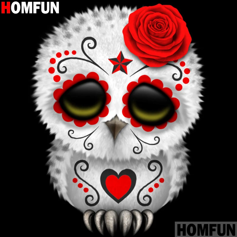 Алмазная живопись HOMFUN A15295 алмазная вышивка сова цветок полное покрытие Круглые