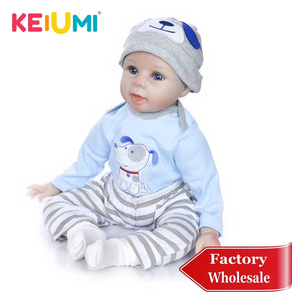 

Wholesale KEIUMI 22“ Reborn Baby Doll Soft Silicone Lifelike Reborn Boneca 55cm Touch Real Smile Boy Brinquedos Gift