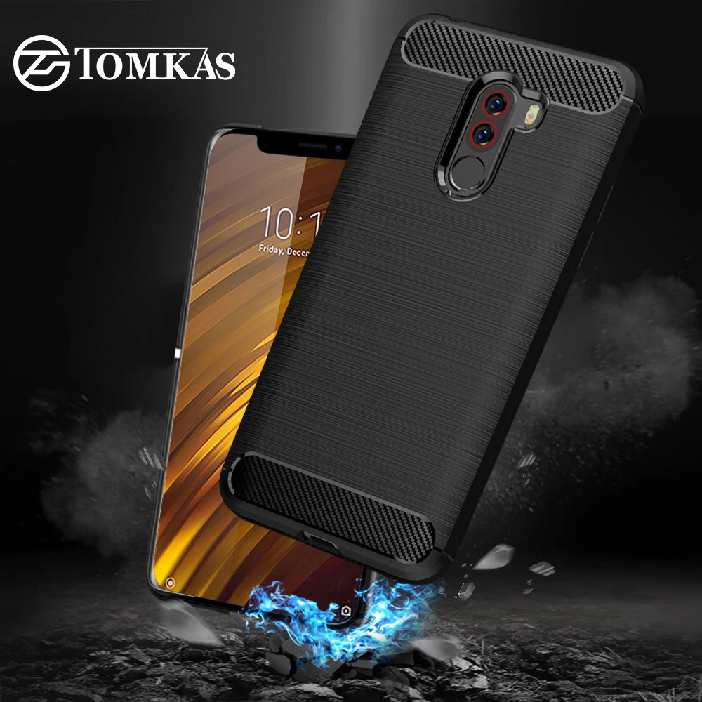 TOMKAS чехол из углеродного волокна для Xiaomi Pocophone F1 Poco маленький силиконовый