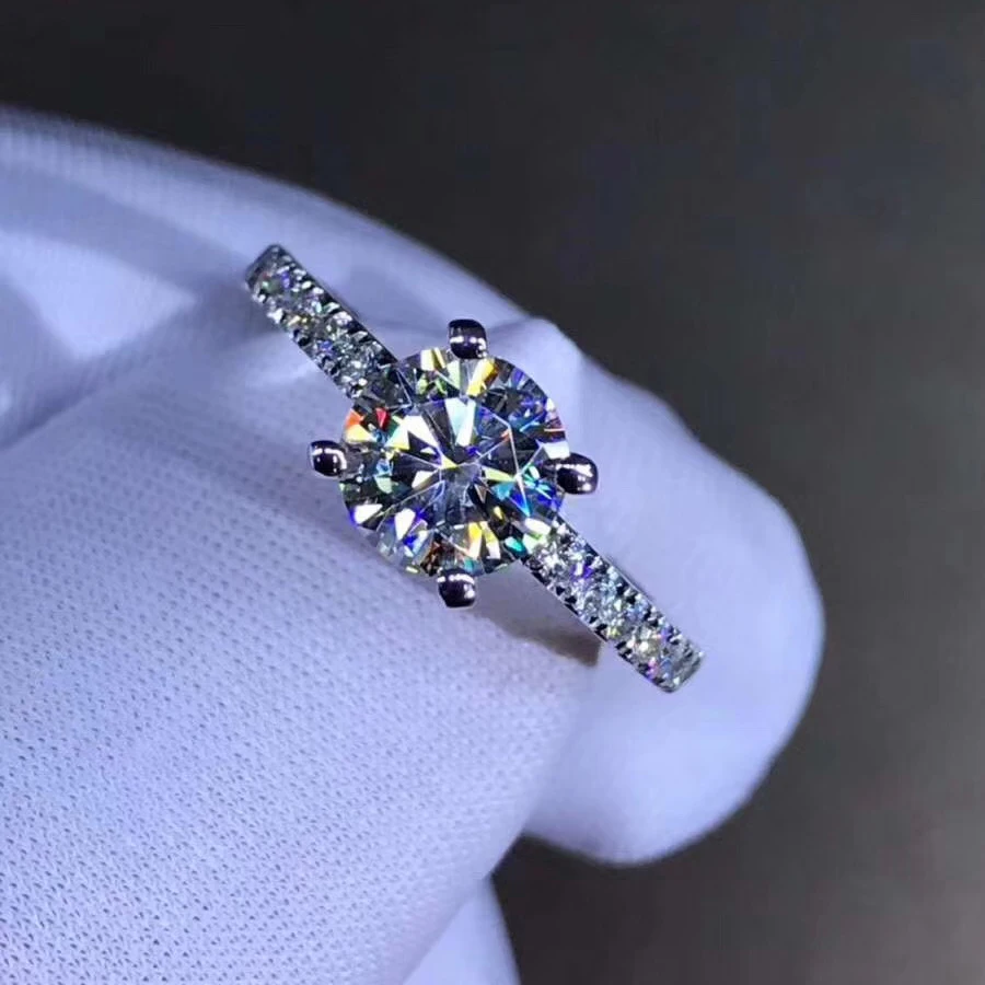 Чистое кольцо из белого золота 18 К 1ct 2ct 3ct VVS1 Moissanite Трендовое стильное свадебное
