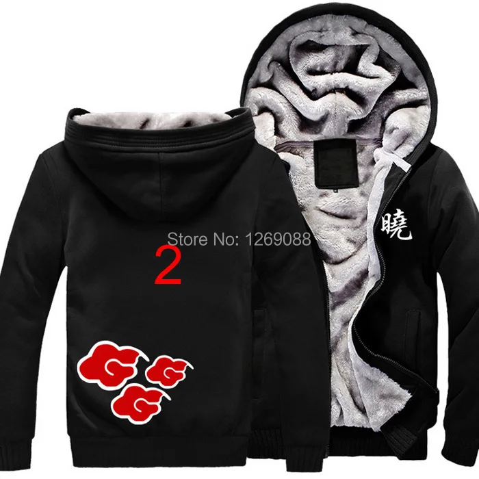 Naruto Uzumaki Sasuke Uchiha Kakashi Cosplay Costume Male Thicken Fleece Winter Hoodies Coat Men's Jacket Sweatshirt Plus size |
