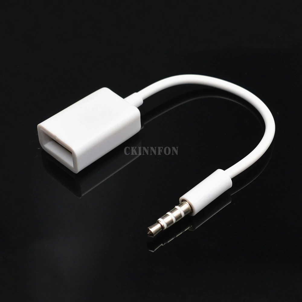 1000 шт./лот Новый 3 5 мм штекер AUX аудио разъем к USB 2 0 гнездовой конвертер кабель Шнур