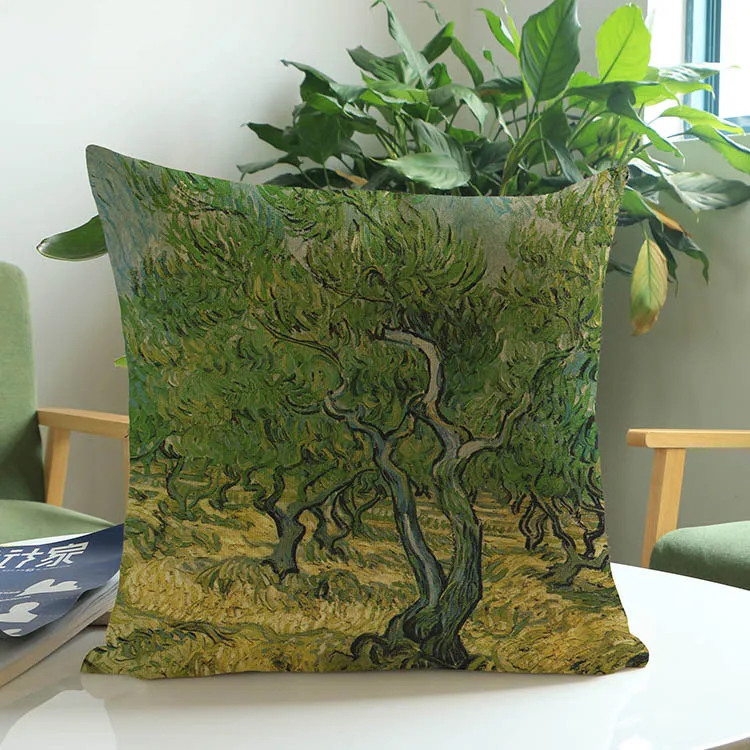 Oil Art style Gogh Painting Polyester cotton Cushion Covers sofa chair throw Pillow Case shop hotel home decoration Gift cojines | Дом и сад