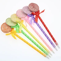 5pc fashion gifts cute bow lollipop ball pen school office supplies valentines day advertising writing childrens stationery