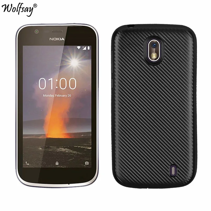 Чехол для телефона Nokia 1 2018 чехол из углеродного волокна Мягкий ТПУ TA-1047 TA-1060 TA-1056