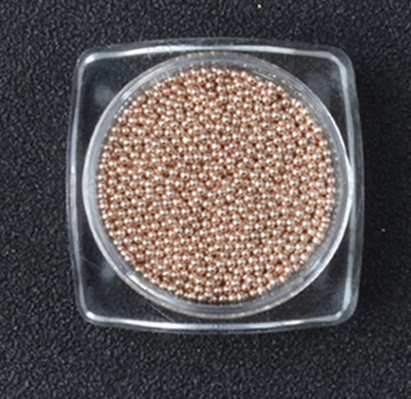 Rose Gold 1.0mm 1 коробка розовое золото "икра" для ногтей Дизайн ногтей мини шар бусины Стразы для ногтей микро горный хрусталь кристалл 3d-украшения для ногтей - Цвет: Rose Gold 1.0mm