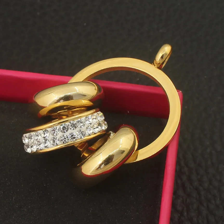 Новые ювелирные изделия из нержавеющей стали золотой цвет кулон + серьги наборы