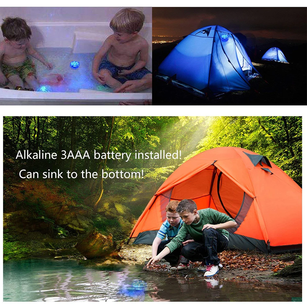 10 LED Remote Controlled RGB Submersible Light IP68 Battery Operated Underwater Night Lamp Vase Bowl Outdoor Garden Party Decor