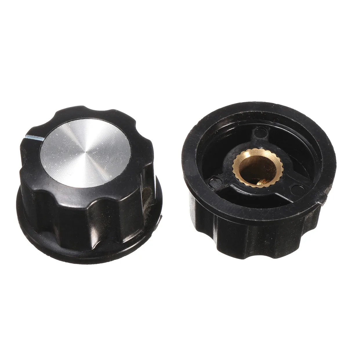 Новое поступление 2017 10 шт. черная ручка поворотная крышка с потенциометром шкала