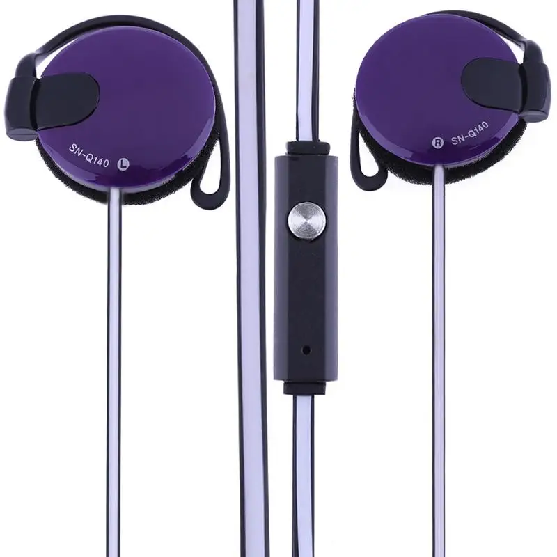 Purple Магнитные наушники с ушным крюком и микрофоном, многофункциональные стерео наушники с объемным звуком, спортивные музыкальные наушники для смартфона - Цвет: Purple