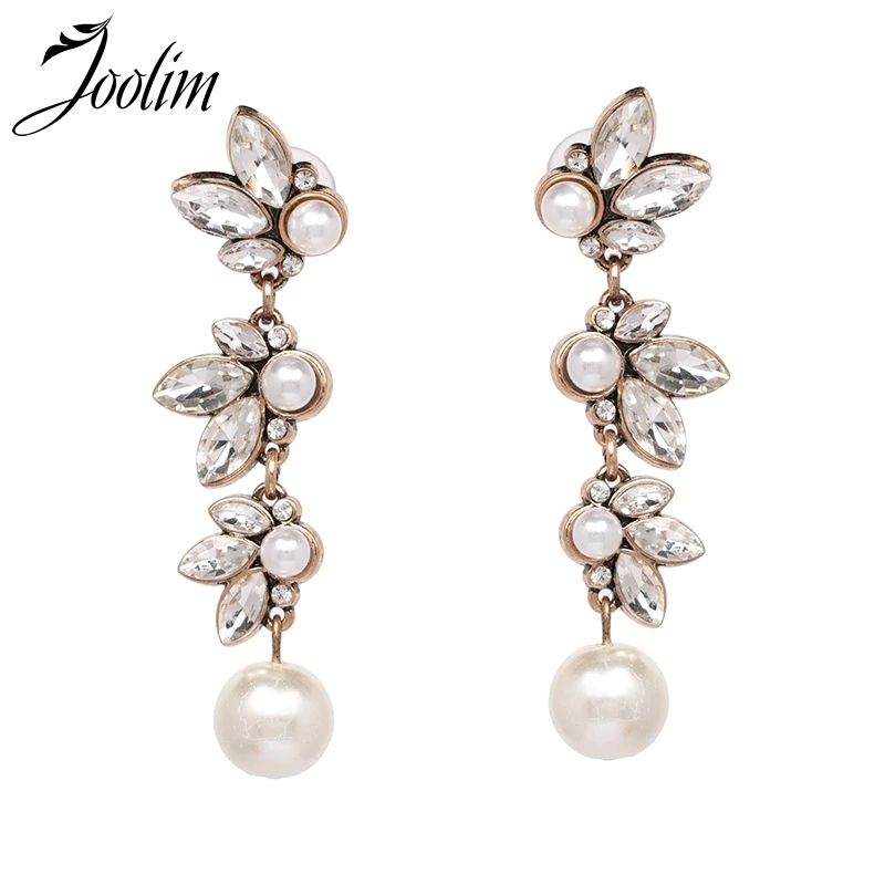 

Joolim Jewelry Wholesale/ Crystal Pearl Mixed Long Earring Party Earring