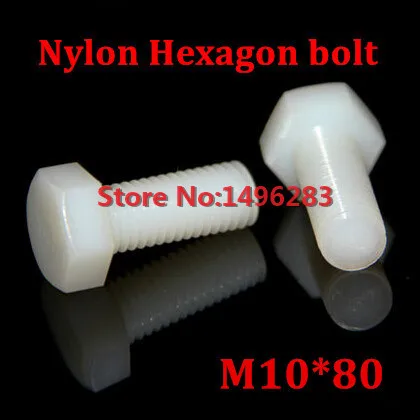 

50PCS M10*80 Nylon Hexagon Bolt Metric Threaded Hex Head Set Screw