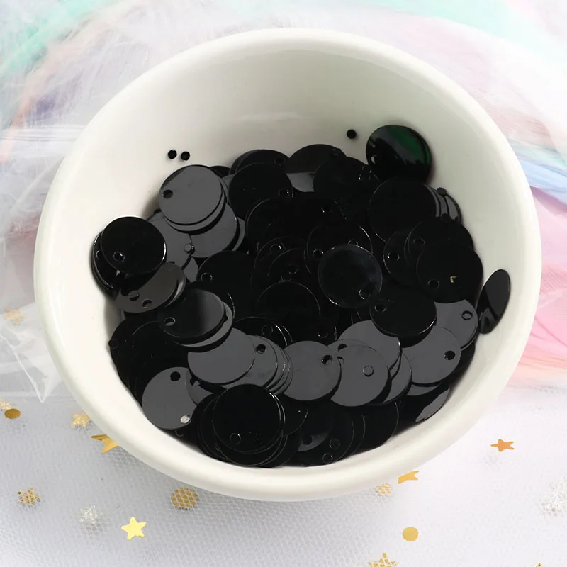Solid Black 200 шт./лот 10 мм плоские круглые DIY пайетками Швейные Craft Cekiny блесток ткань для платья аксессуары lentejuelas costura - Цвет: Solid Black