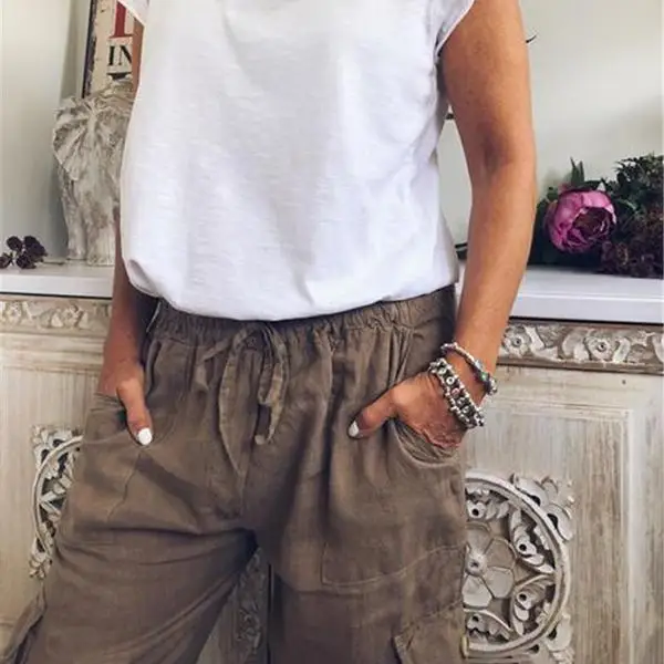 CALOFE штаны с высокой талией камуфляжные свободные для бега женские армейские