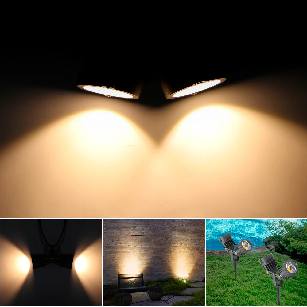

Rotatable Outdoor LED Dual Lawn Light 10W COB LED Lawn Garden Flood Light Yard Patio Path Spotlight Lamp with Spike AC 12V