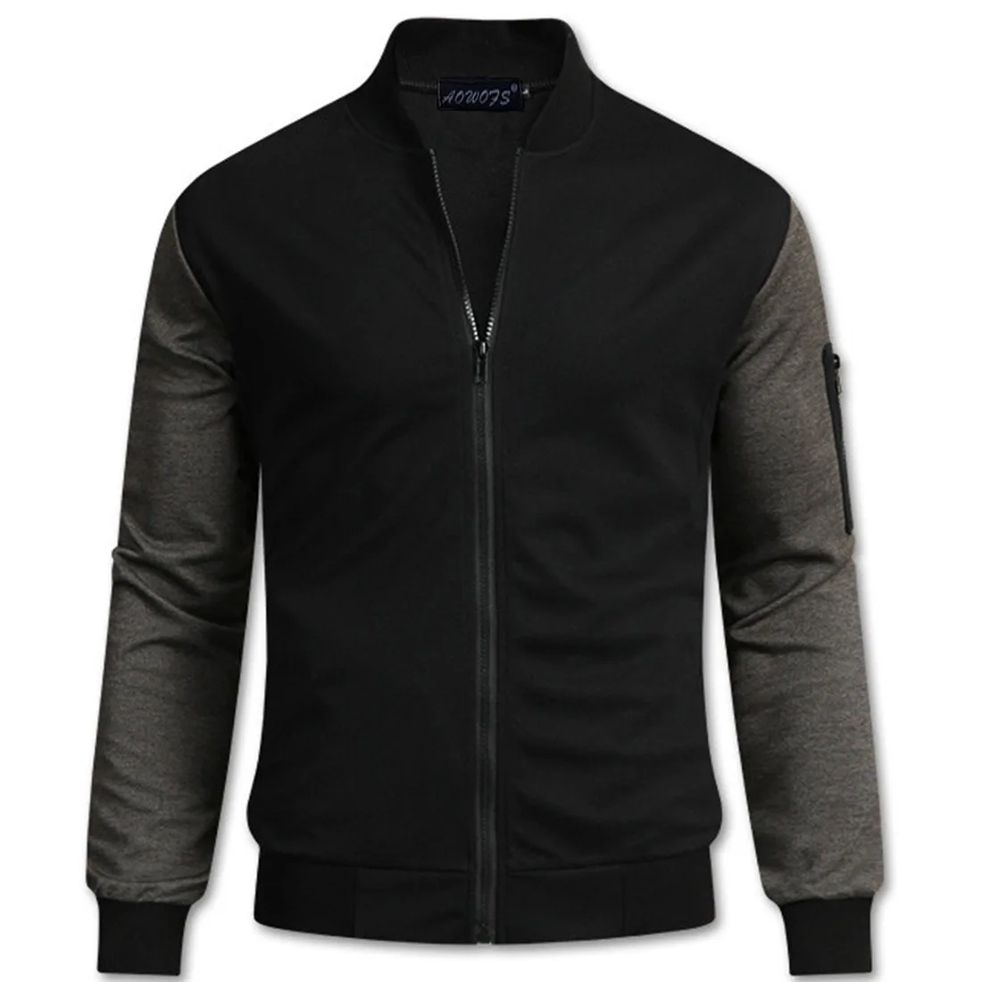 Streetwear Clothes 2018 Autumn Men Baseball Jacket Stand Collar Patchwork Ribbed Long Sleeve Casual Bomber Jackets for | Мужская одежда
