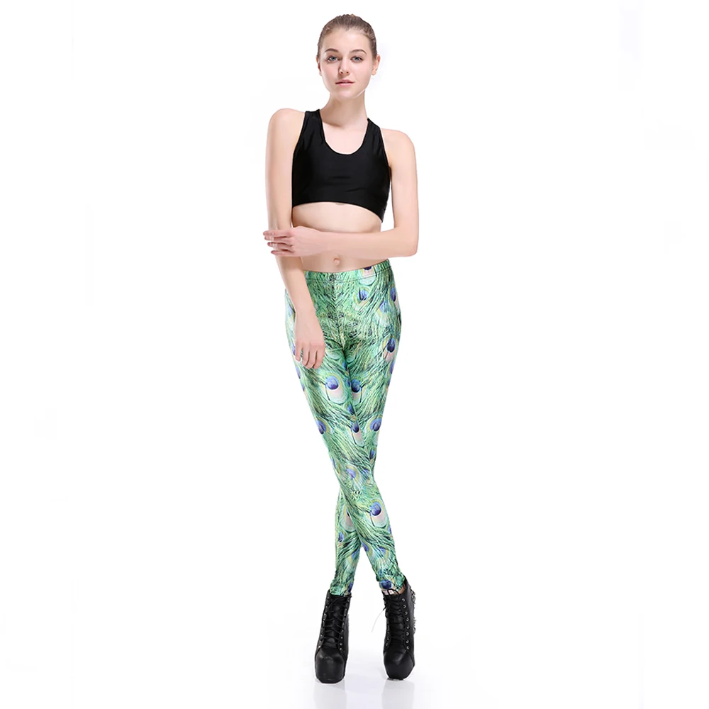 

Digital Printing Elastic Casual Pants Peacock feather Pattern Women Leggings 7 sizes Fitness Clothing Free Shipping