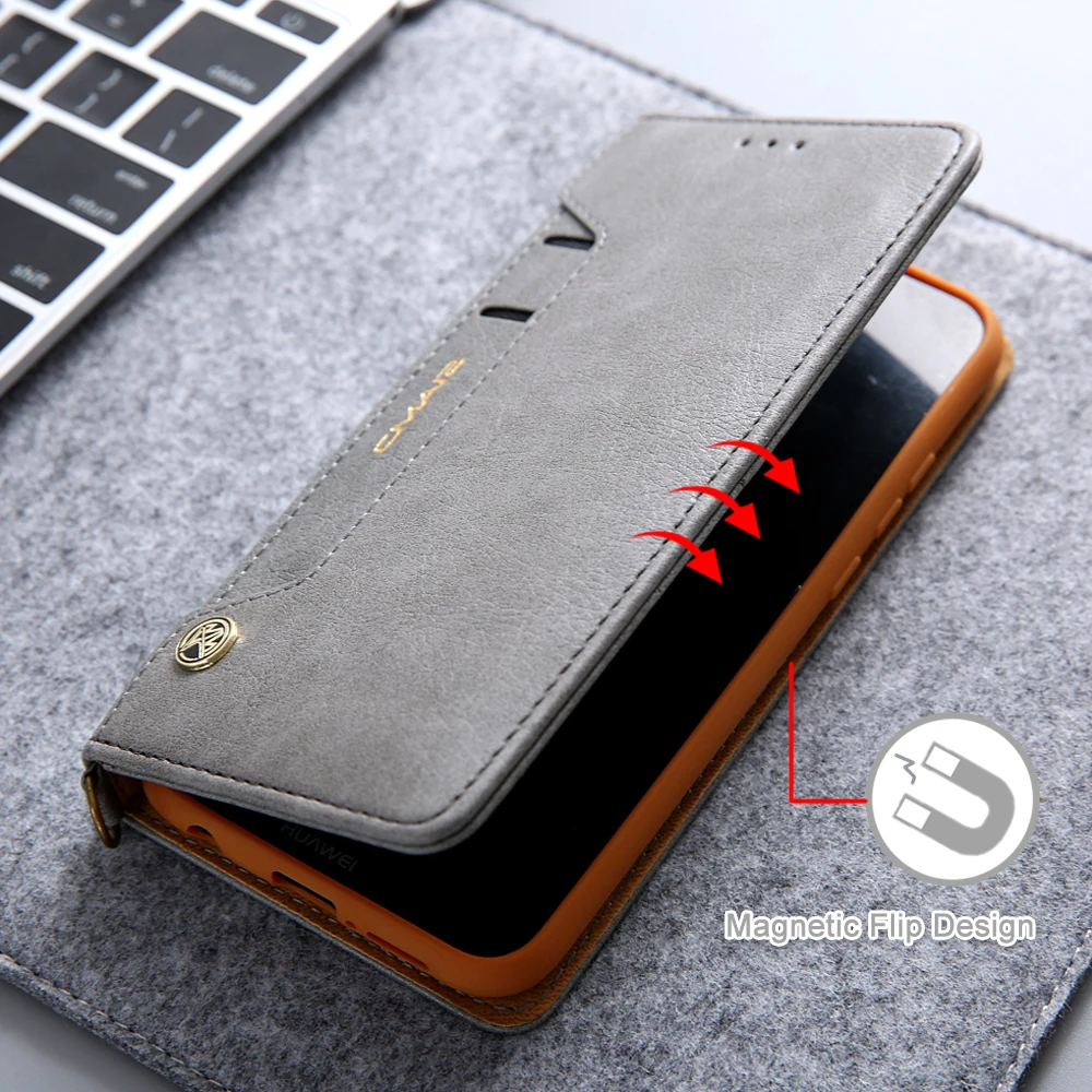 Черный кожаный чехол для Coque Huawei P20 p20 lite с магнитом откидной Чехол Funda Lite серый Borwn