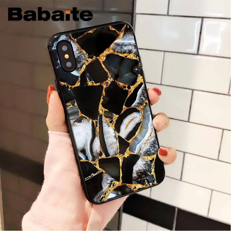 Babaite черный золотой мраморный ТПУ Черный чехол для телефона, чехол для iPhone 8 7 6 6S Plus X XS MAX 5 5S SE XR 11 11pro 11promax Shell
