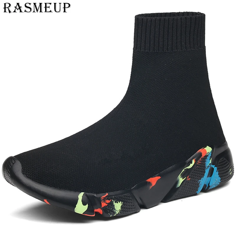 Женские и мужские кроссовки RASMEUP тянущиеся дышащие большого размера с высоким