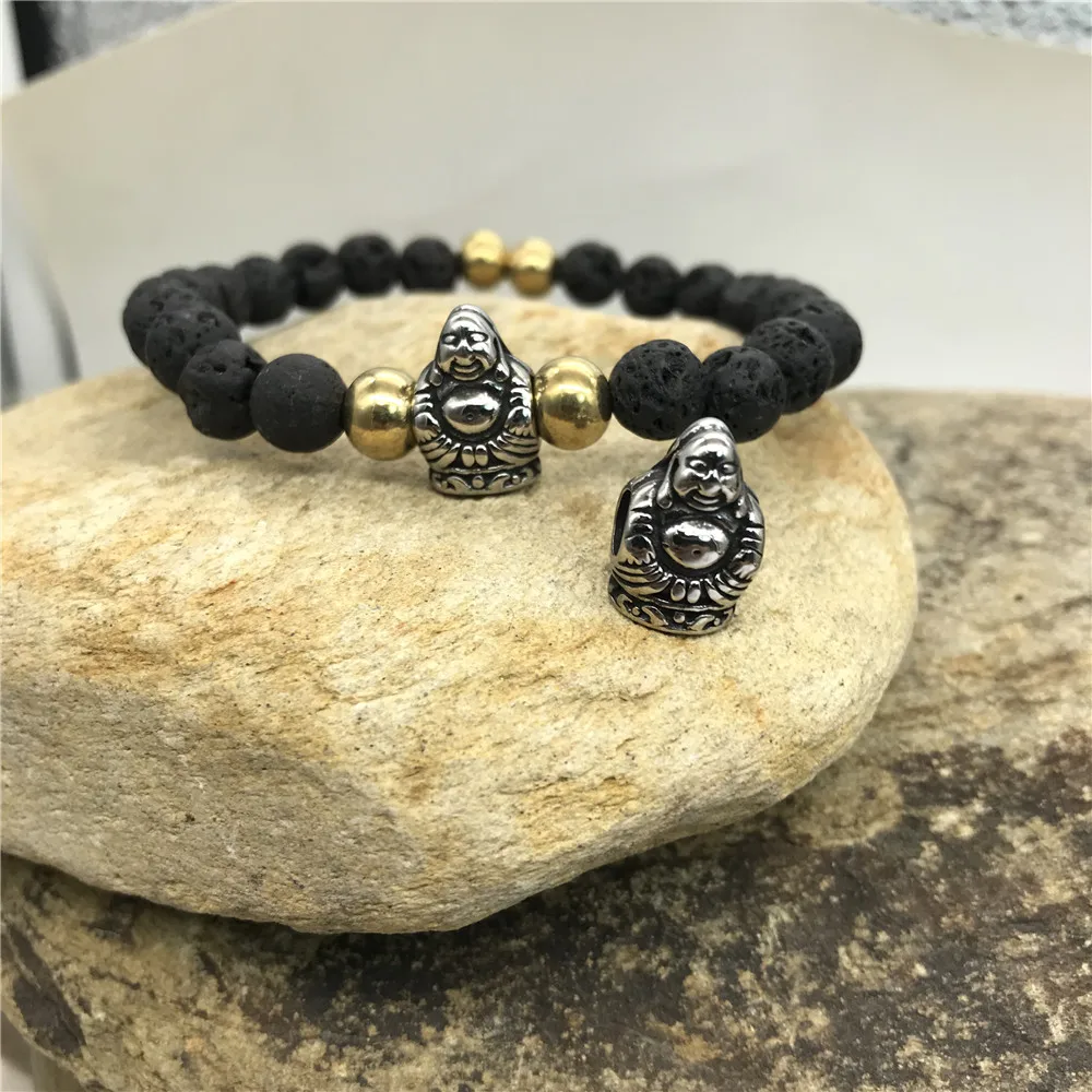 

4.92mm Hole 316l Stainless Steel Vintage Solid Buddha European Charm Beads For Bracelet DIY Jewelry Making Wholesales