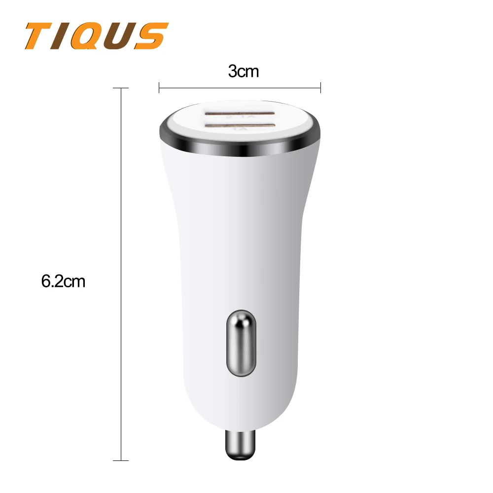 Автомобильное зарядное устройство TIQUS 2.1A 24V Dual USB для iPhone X 8 Plus автомобильное с